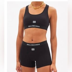 Balenciaga Black Sports Bra and Shorts Set